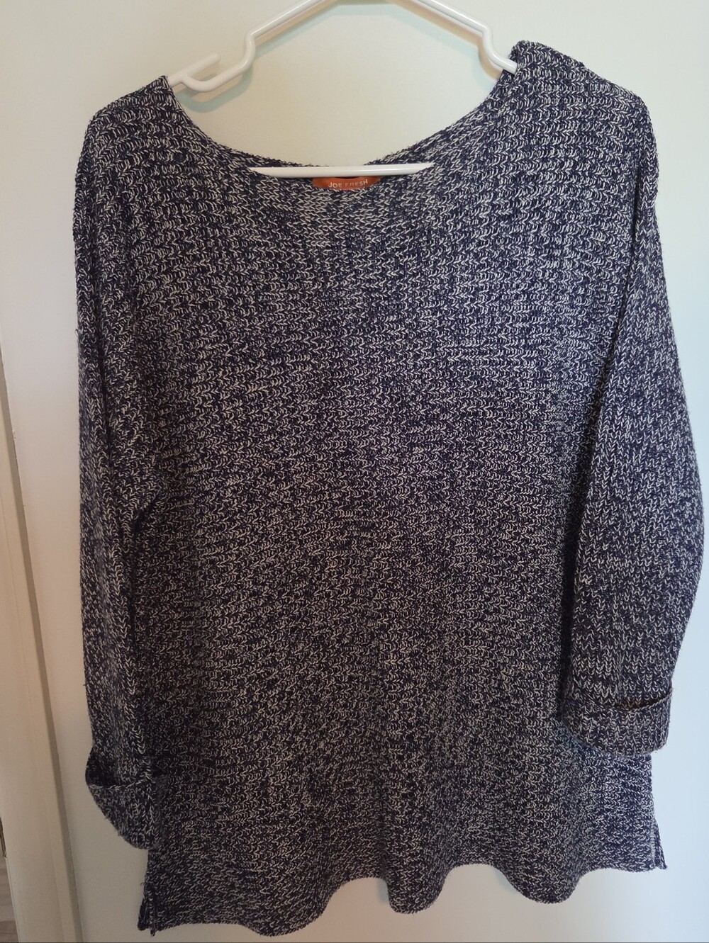 Joe Fresh Navy and Off White Marled Crewneck Sweater